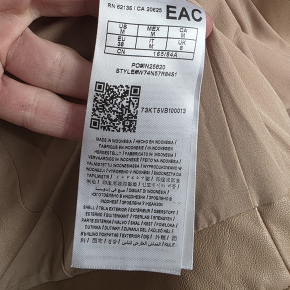 Guess Los Angeles Faux Leather Moto Jacket Womens M Tan Ruffle Hem Zip Front - Picture 9 of 11